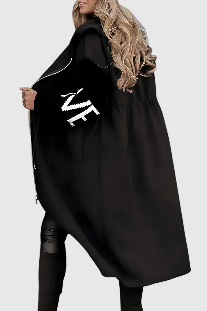 Bethany Colville | Oversized Hooded Coat With Contrast Knit Sleeves