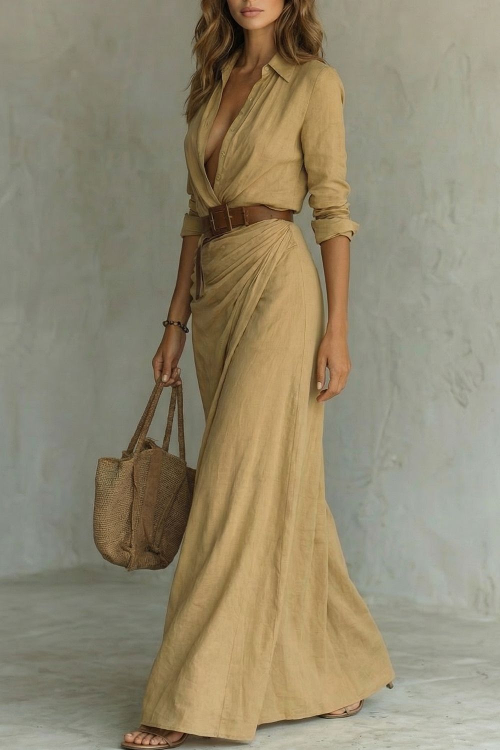 Harriet Drummond | Azura Button-Down Belted Maxi Dress