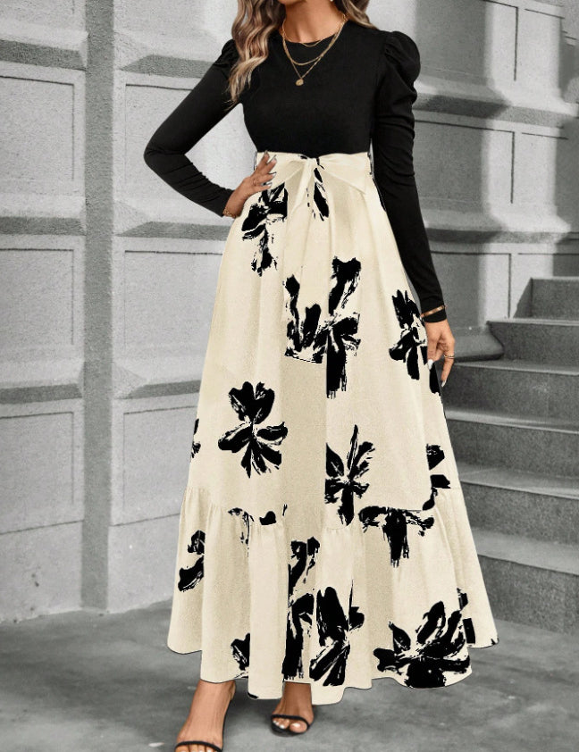 Araminta Brown | Floral Print A-Line Maxi Dress