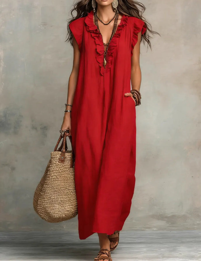 Eleanor Griffiths | Bohemian Flutter Sleeve Maxi Dress