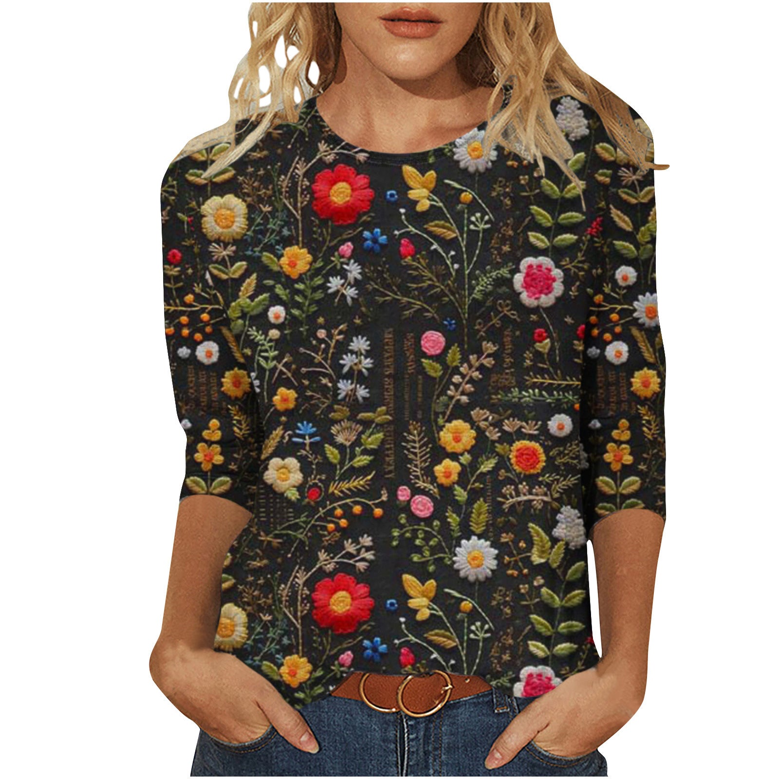 Rosie Fairbank | T-shirt z kwiatowym nadrukiem 3D