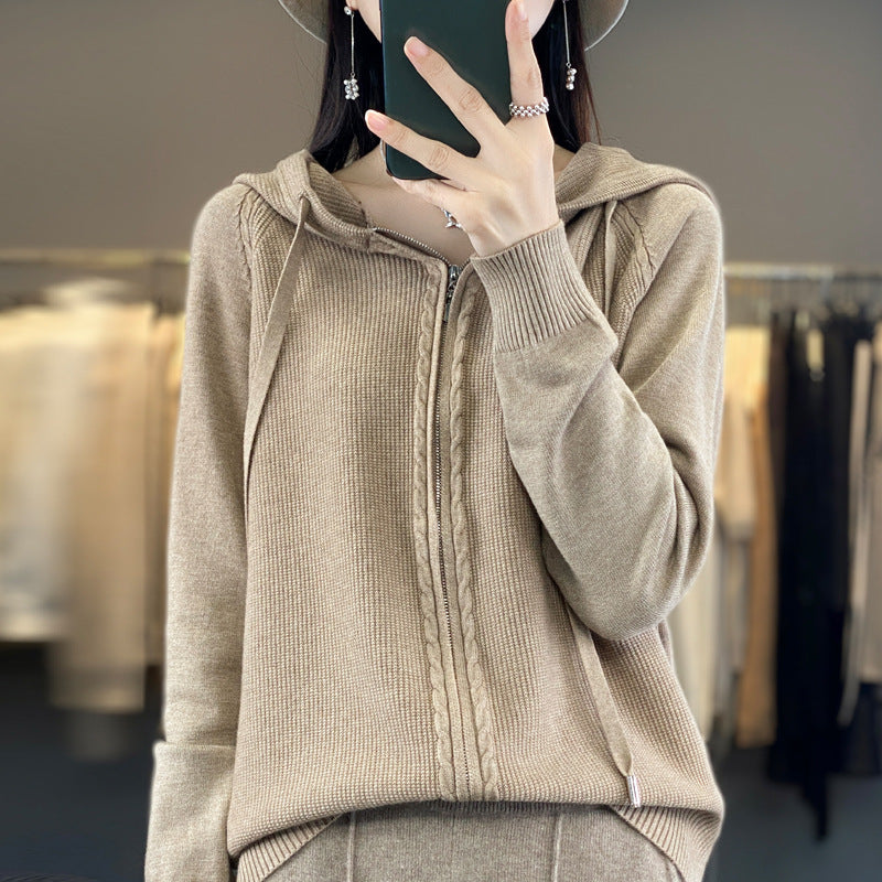 Georgina Wright | Zip-Up Knit Hoodie Cardigan