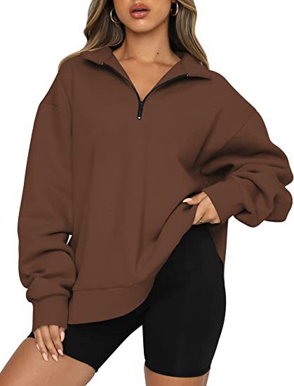 Harriet Fenwick | Oversized Blue Zip-Neck Sweatshirt