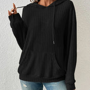 Clara Ashgrove | Ribbed Knit Hoodie With Drawstring Hood For Women