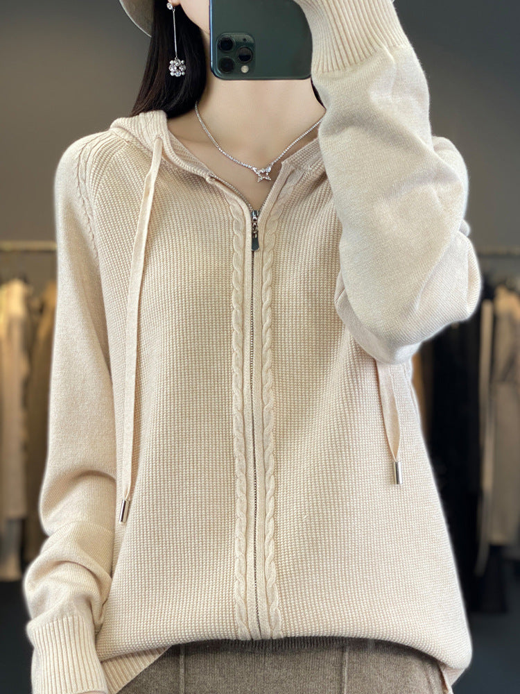Georgina Wright | Zip-Up Knit Hoodie Cardigan