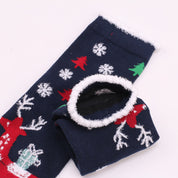 Frosty Sole | Chaussettes de Noël bleu marine à motif de père Noël pour femmes