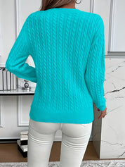 Lorelei Clarke | Pull à col rond en maille torsadée couleur menthe