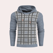 Barnaby Hollis | Checkered Knit Hoodie With Drawstring Hood
