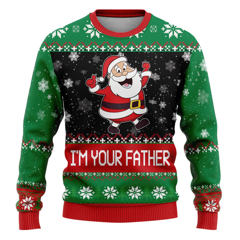 Merry Buck | Pull de Noël noir à imprimé Père Noël dansant pour homme