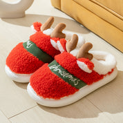 Antler Glow | Pantoufles de Noël rouges à motif de bois de renne pour femmes