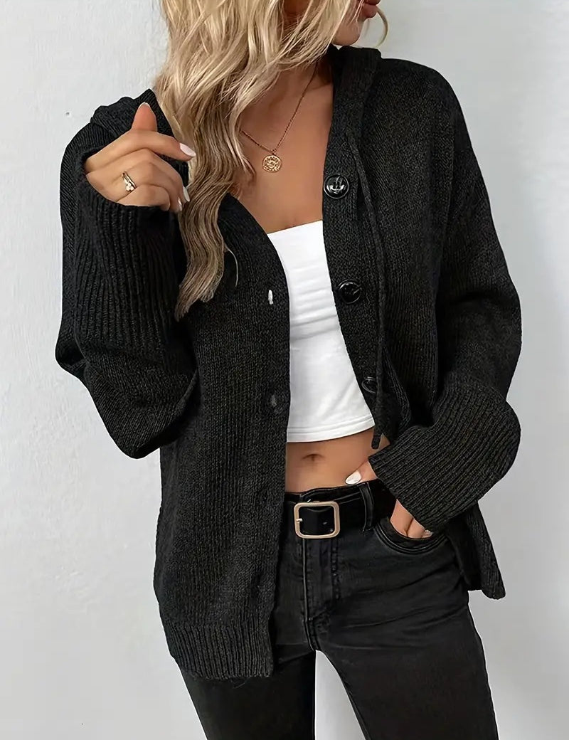 Camilla Osborne | Hooded Button-Front Knit Cardigan