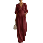 Celeste Navarro | Wide-Leg Linen Jumpsuit with Wrap Waist