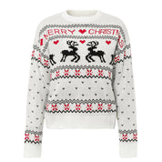 Winter Fawn | Pull de Noël à motif jacquard cerf noir pour femmes