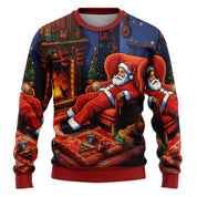 Merry Buck | Pull de Noël noir à imprimé Père Noël dansant pour homme