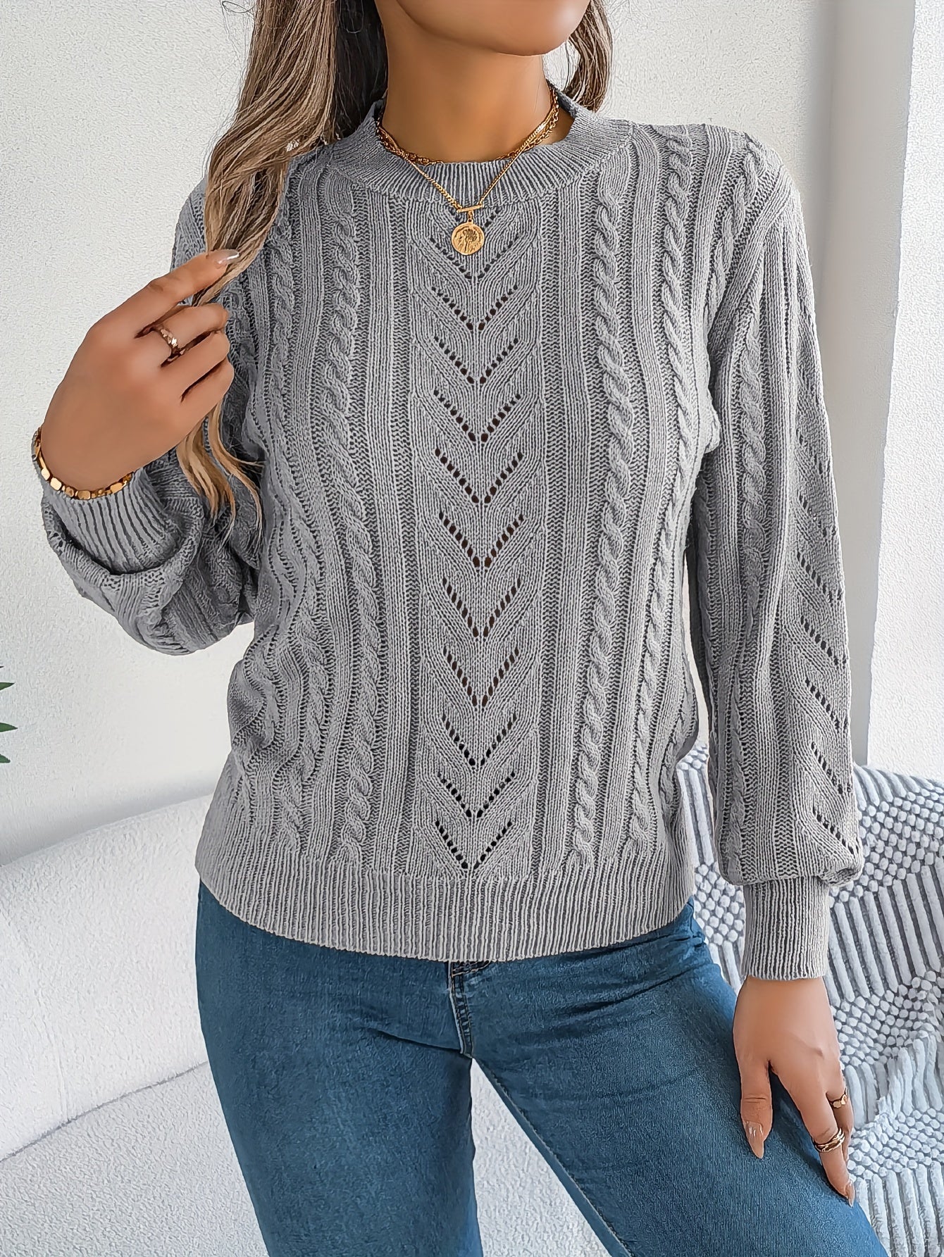 Eleanor Davies | Cable-Knit Textured Sweater