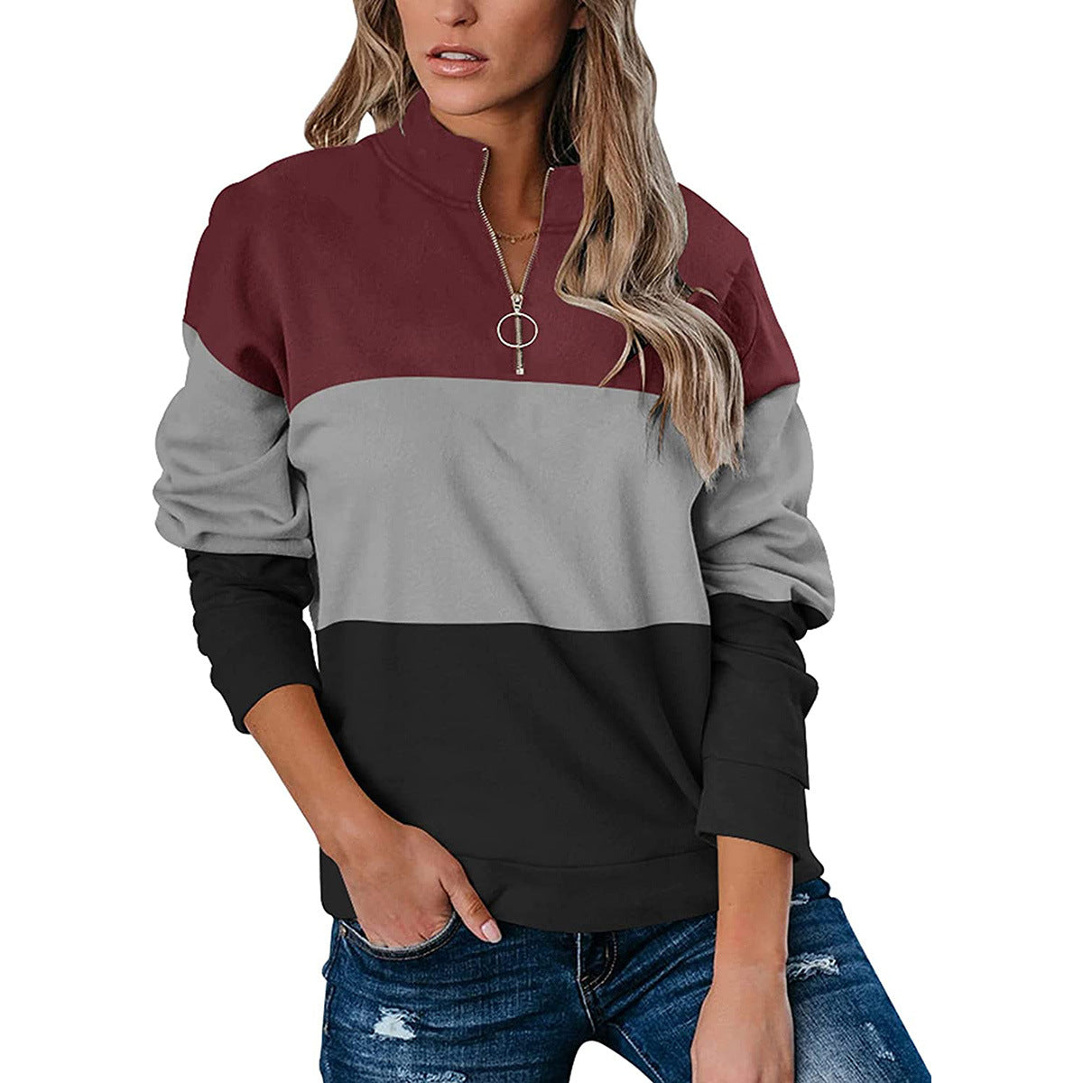 Florence Baker | Colour Block Quarter-Zip Sweatshirt