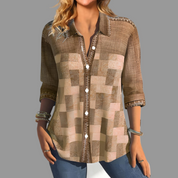 Rosie Ainsley | Patchwork Print Button-Down Blouse