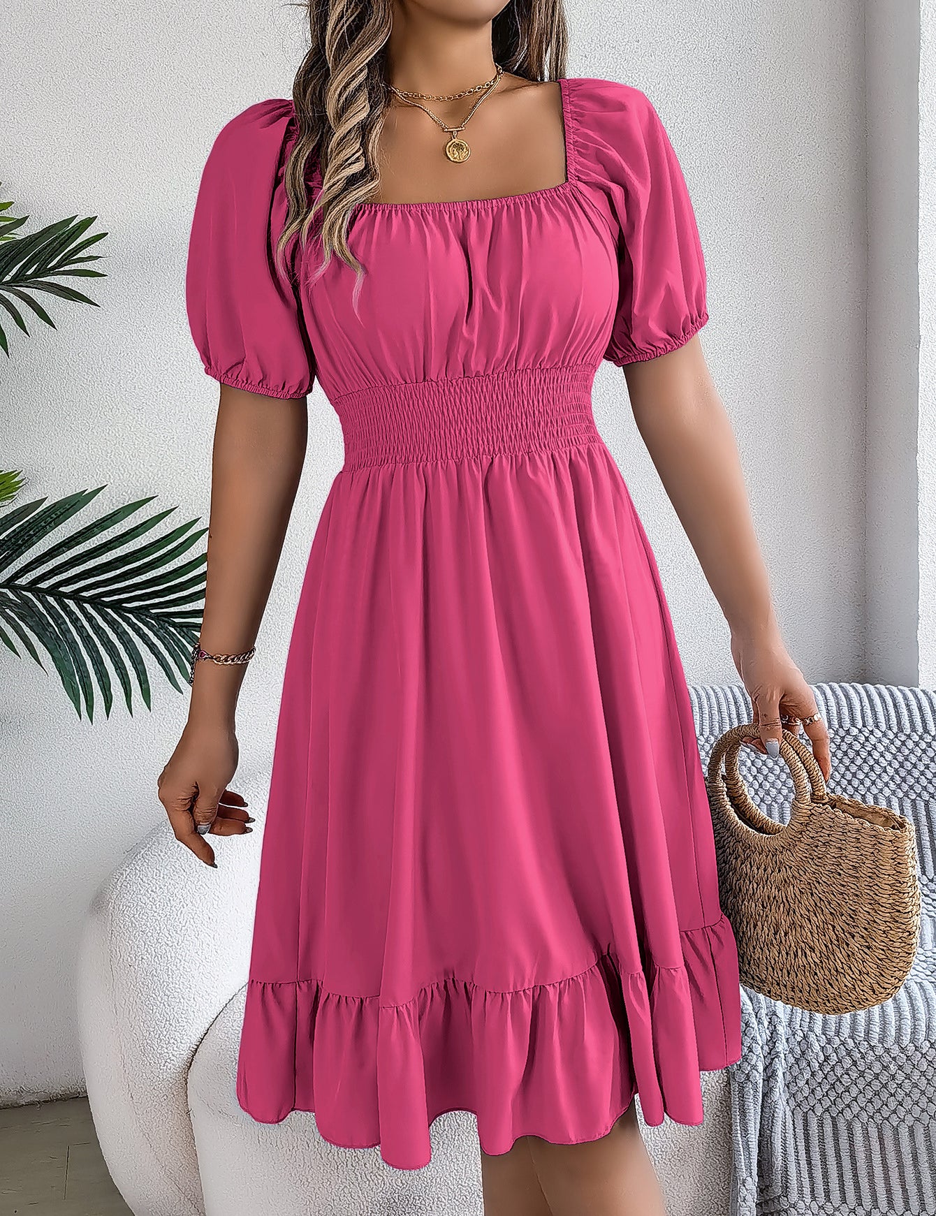 Rosie Wilson | Square Neck Puff Sleeve Midi Dress