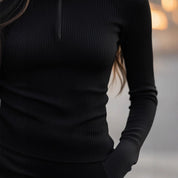 Eloise Fenwick | Slim-Fit Zip Turtleneck Ribbed Top