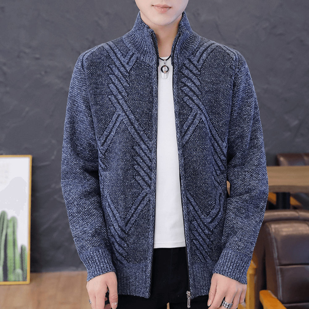 Oliver Hensley | Diamond Knit Zip Sweater