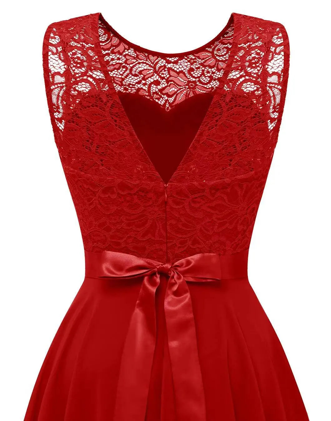 Ophelia Renard | Asymmetrical High-Low Evening Dress in Burgundy Lace