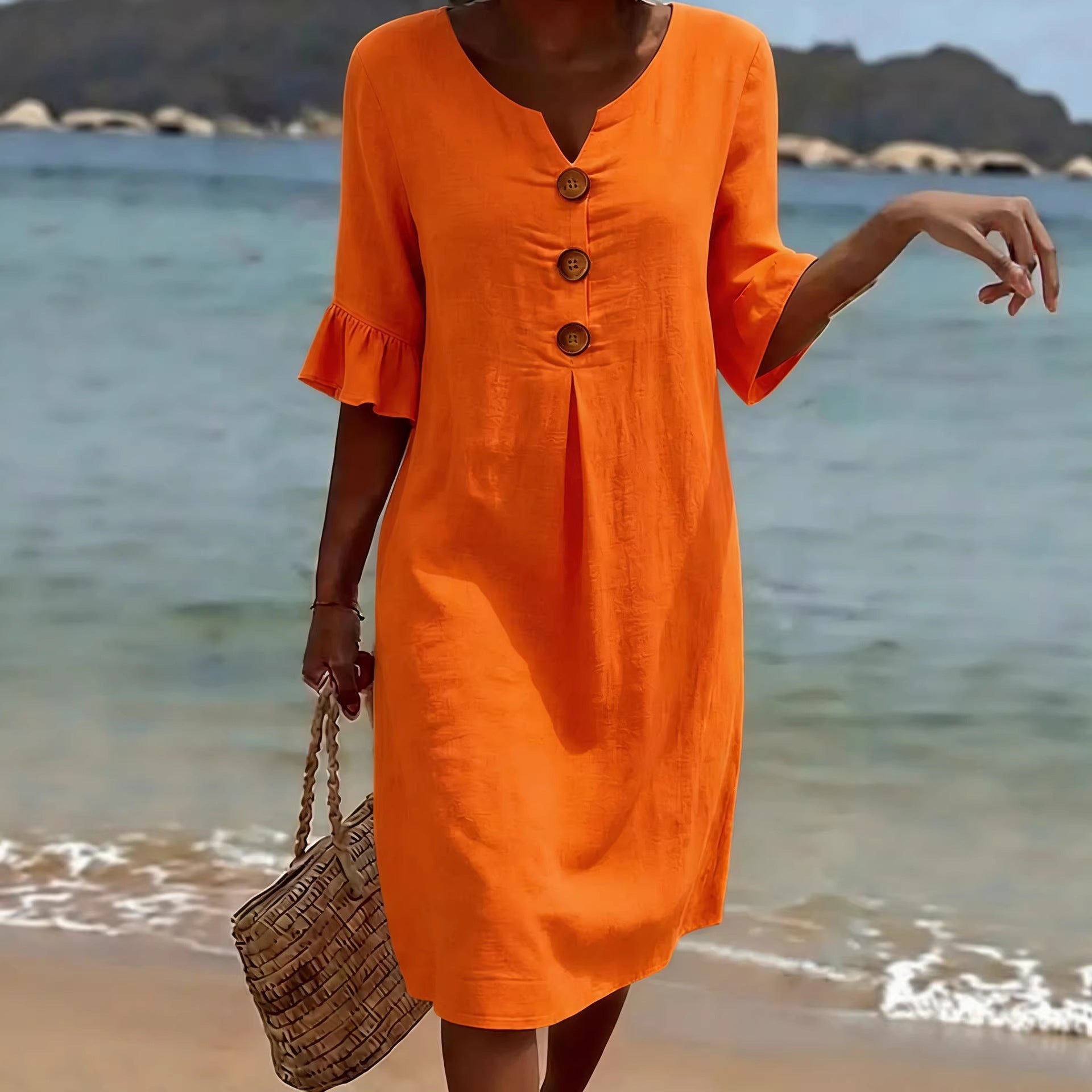 Margot Lefèvre | Cotton Midi Dress with Button Detail