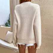 Niamh Brown | Button Detail Ribbed Knit Sweater