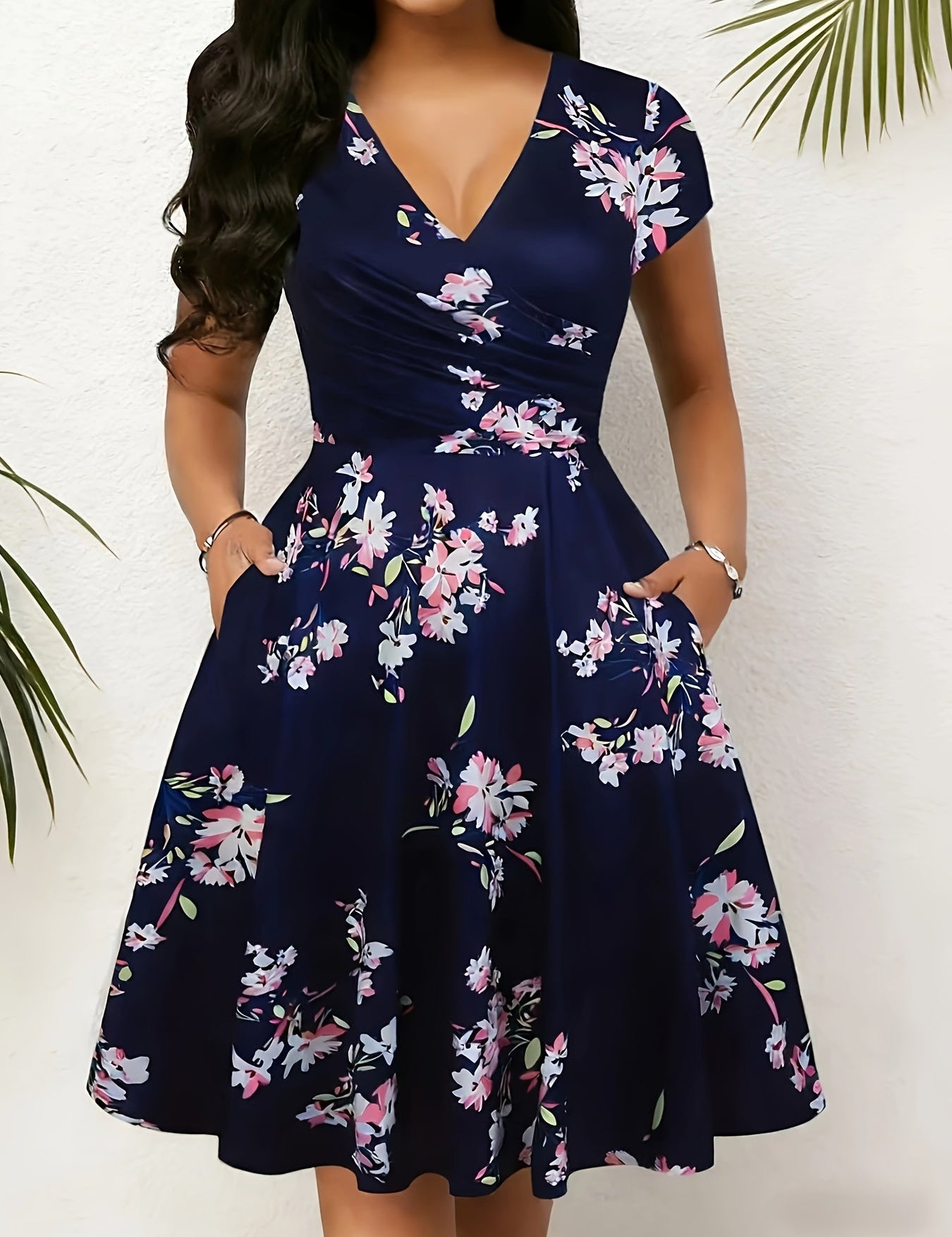 Poppy Green | Floral A-Line Pocket Dress