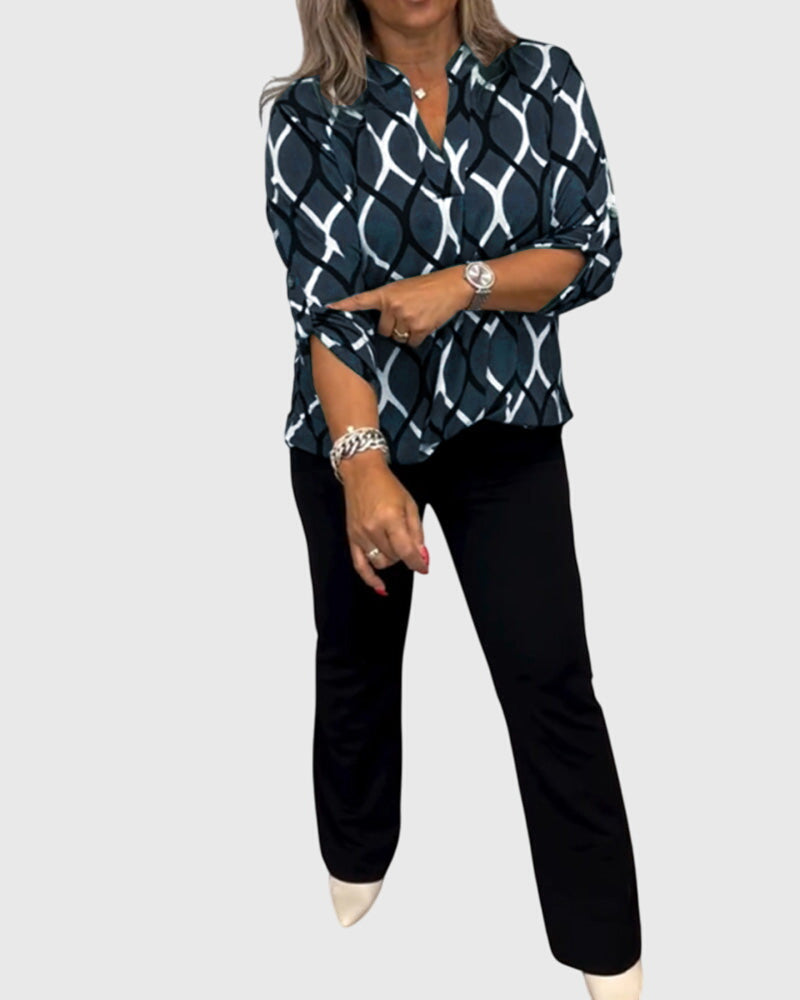 Eleanor Radley | Geometric Print Blouse With V-Neck