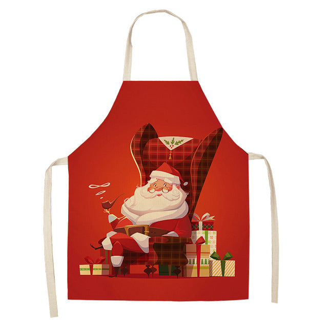 Tablier de Noël rouge imprimé avec bonhomme de neige Snowy Cheer
