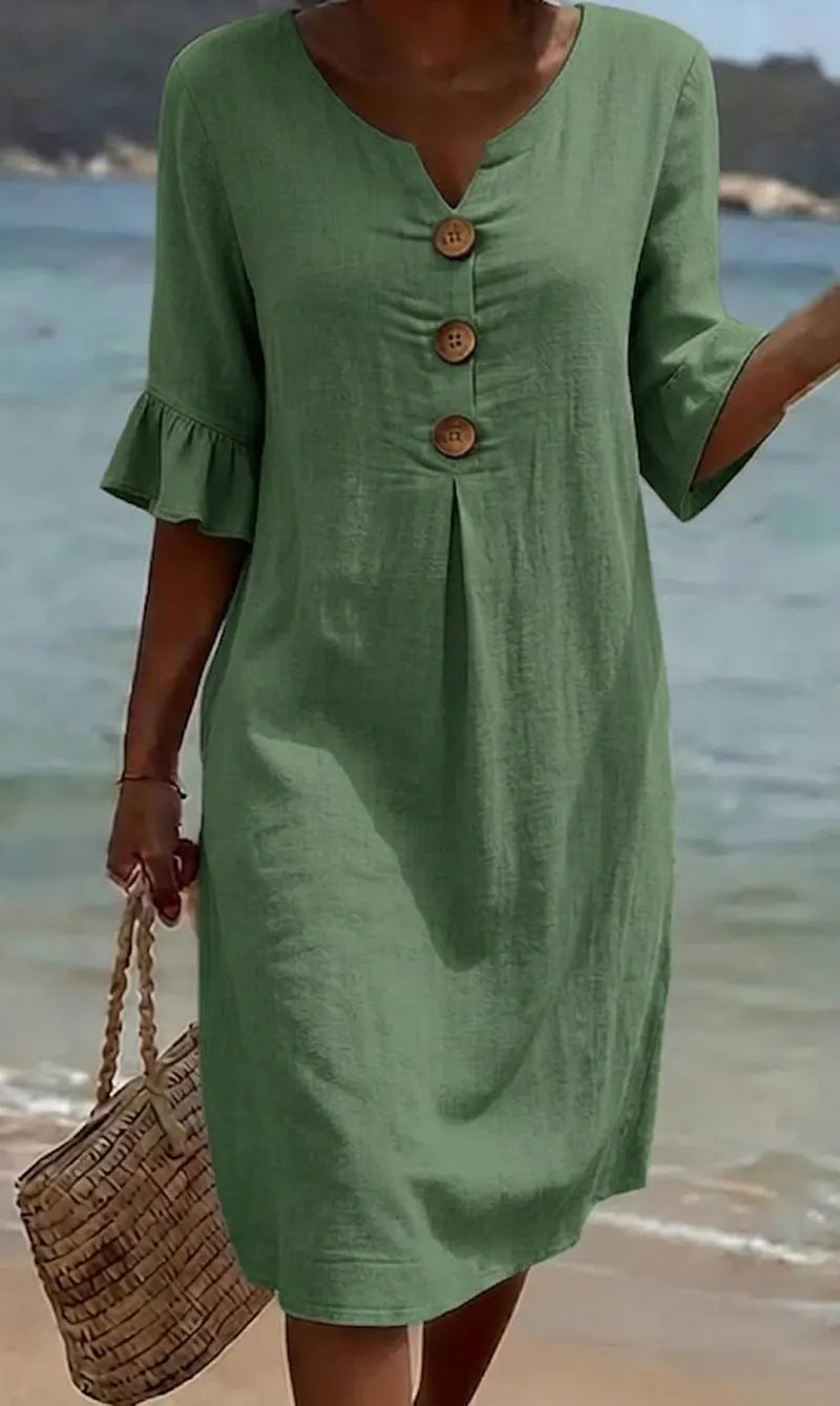 Margot Lefèvre | Cotton Midi Dress with Button Detail