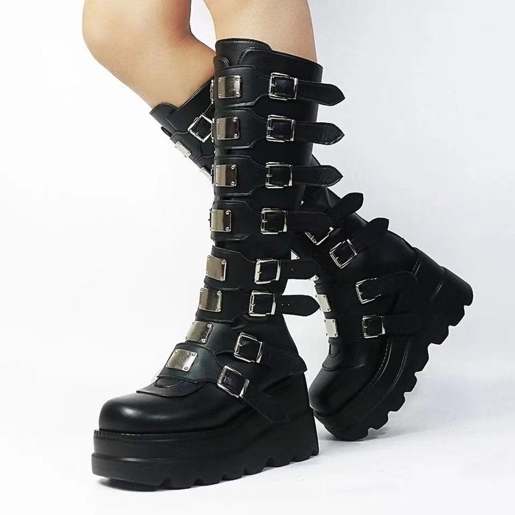 Freya Cooper | Bottes à plateforme et boucle métallique montant jusqu’au genou