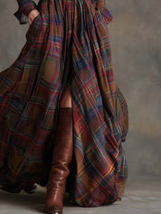 Georgina Thornton | Robe-chemise longue à carreaux tartan avec ceinture