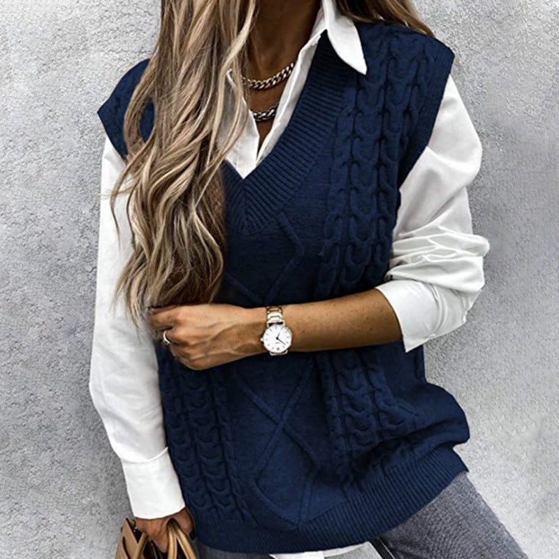 Beatrice Turner | Cable Knit V-Neck Sweater Vest