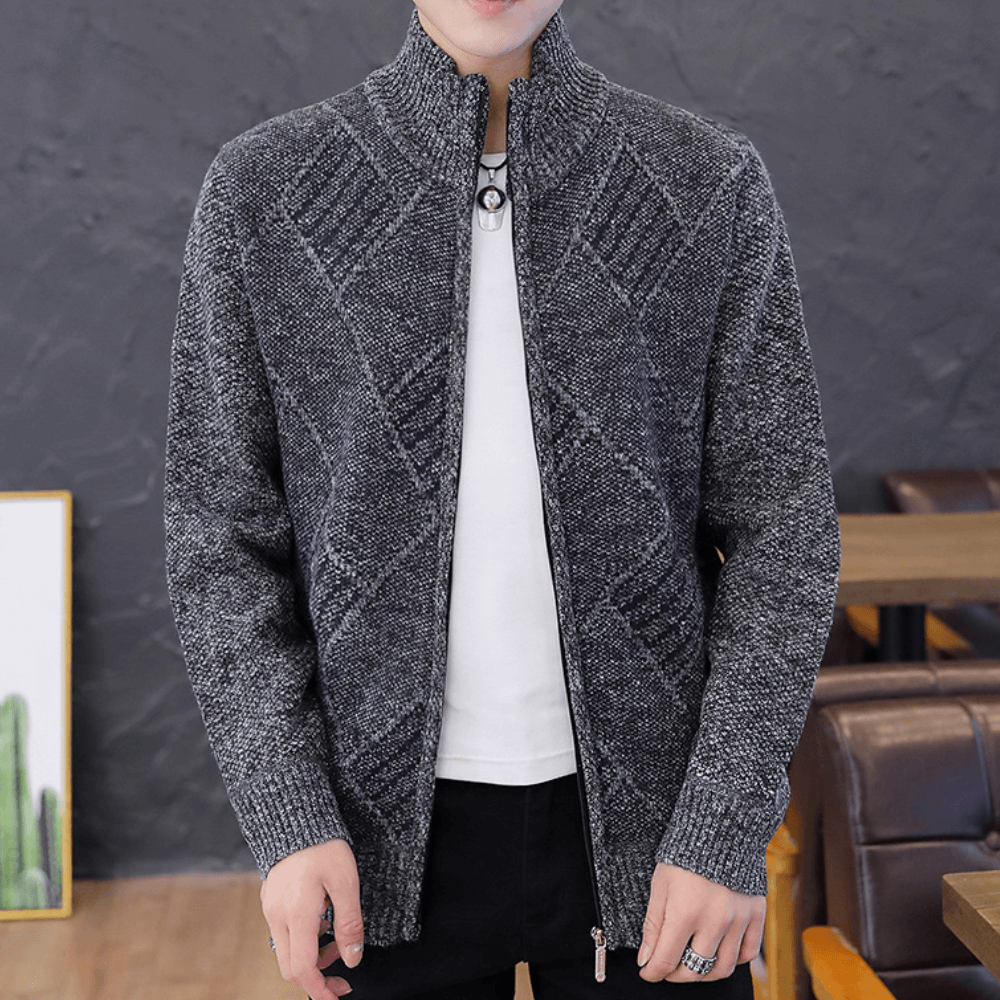 Oliver Hensley | Diamond Knit Zip Sweater
