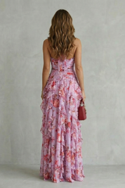 Belladina Thompson | Romantic Rose Cascade Halter Maxi Dress