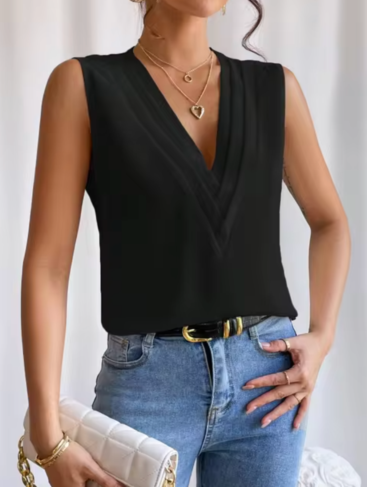 Marceline Fairfax | Elegant V-Neck Sleeveless Blouse for Women