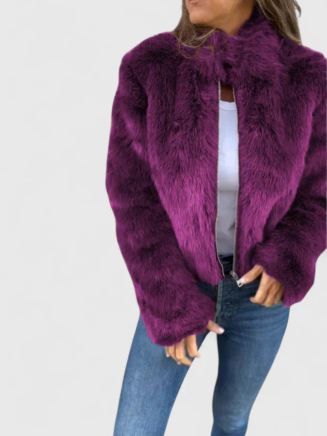 Harriet Cole | Faux Fur Jacket With Stand Collar