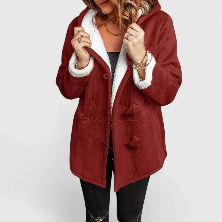 Cecily Draper | Faux Shearling Hooded Coat With Toggle Closure