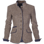 Edwina Hughes | Blazer en mélange de laine | Col mao et bordure bleu marine