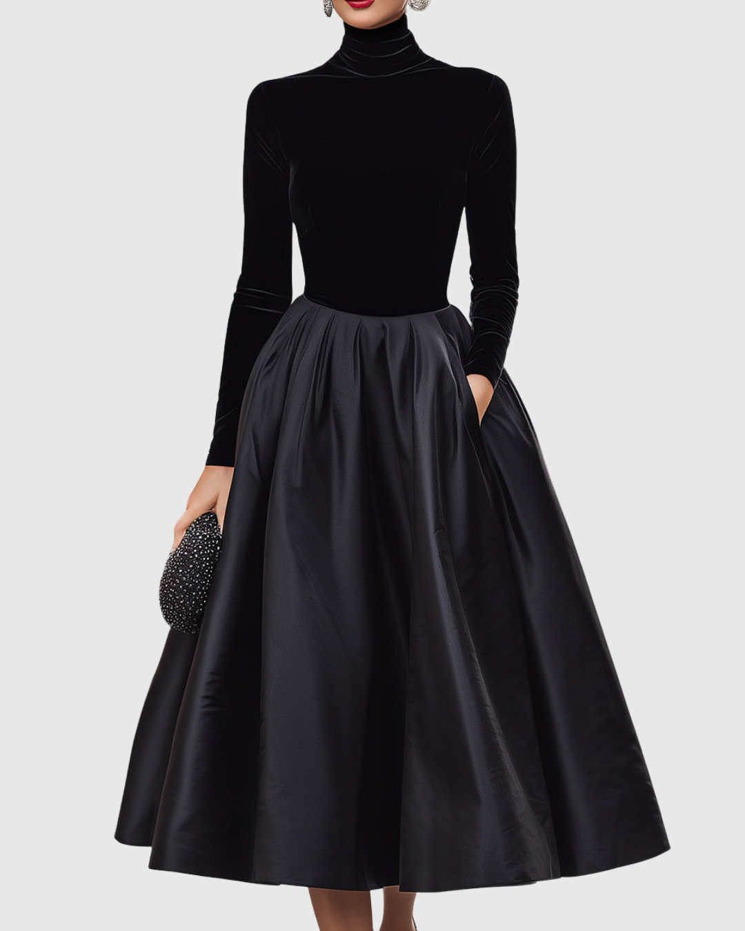 Rosalind Fairweather | Velvet Cocktail Dress With Satin Skirt