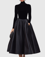 Rosalind Fairweather | Velvet Cocktail Dress With Satin Skirt