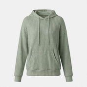 Clara Ashgrove | Ribbed Knit Hoodie With Drawstring Hood For Women