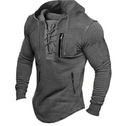 Miles Sutcliffe | Vintage Lace-Up Hoodie With Zip Pocket