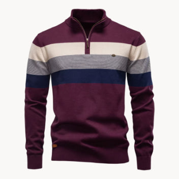 Nathan Broadbent | Pull rayé en maille à col zippé