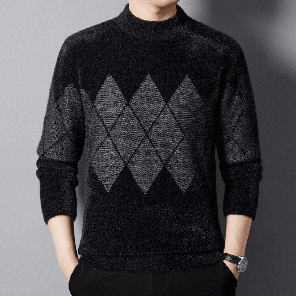 Percy Ellison | Argyle Mock Neck Sweater