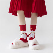 Cocoa Cheer | Chaussettes de Noël rouges magnétiques à motif de père Noël pour femmes