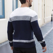 Alfred Kendall | Colour-Block Cable Knit Crew Neck Jumper