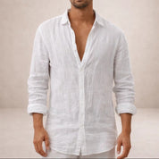 Matteo Villanueva | Men's Linen Button-Down Shirt in Blush Pink