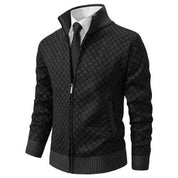 Callum Bramwell | Diamond-Pattern Knit Cardigan With Zip Front